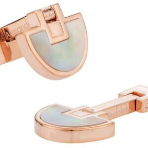 A pair of rose gold cufflinks with mother-of-pearl inlay.